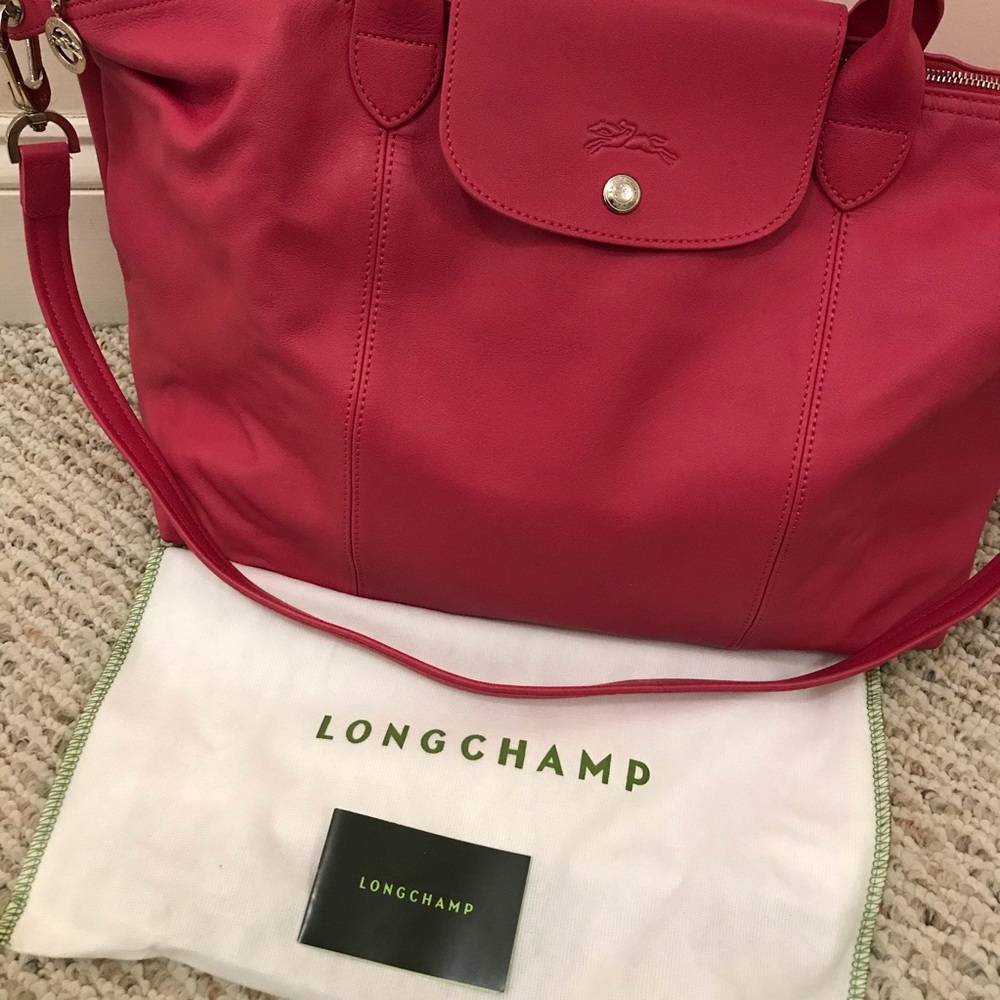 🆕 Longchamp large pink leather satchel bag - Picture 3 of 11
